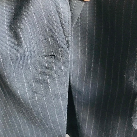🍂H&M Navy Blue Pinstripe Wool Blazer Coat Jacket - Picture 7 of 8